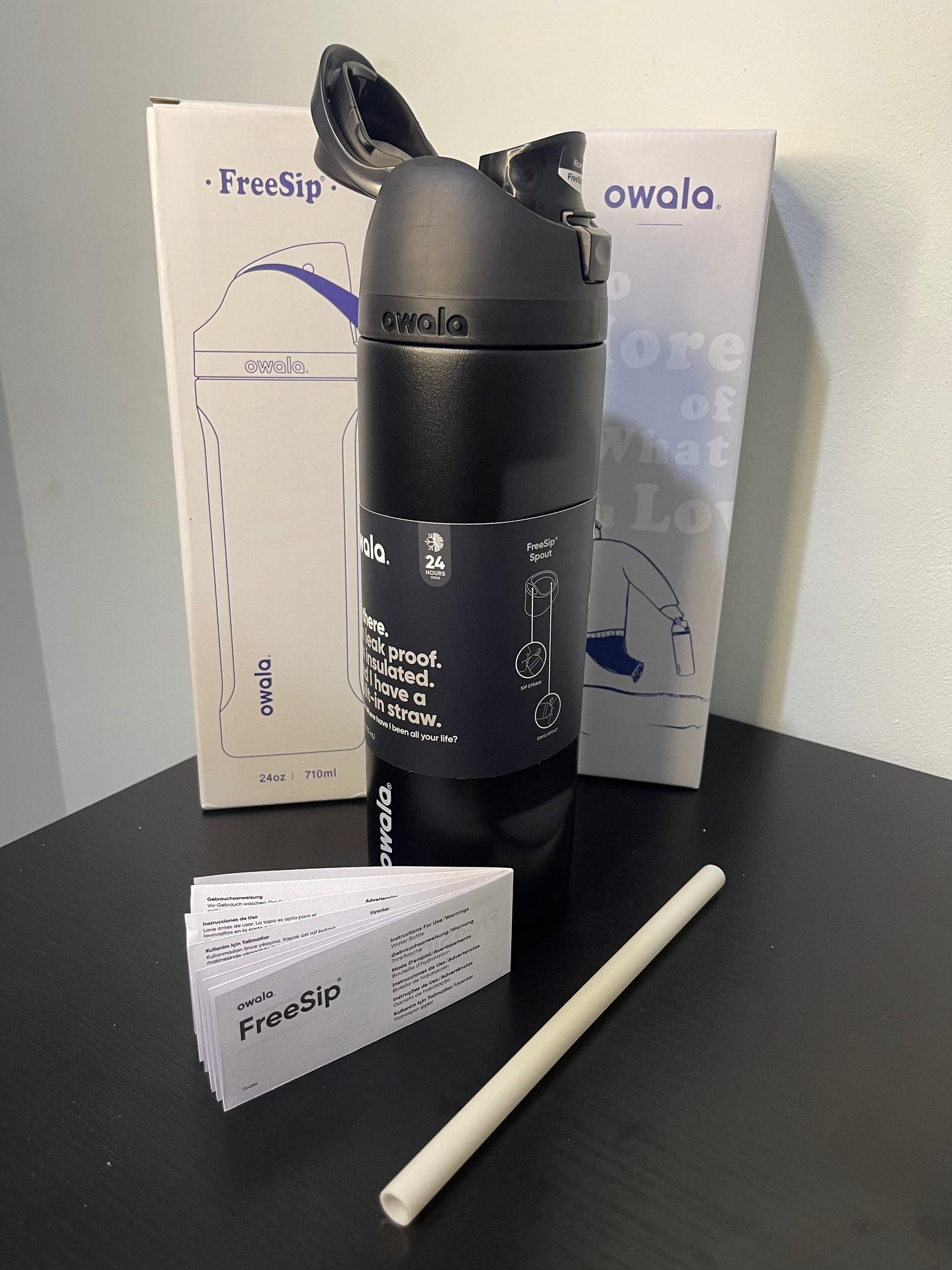 Termo Negro 710ml – Térmico con Popote