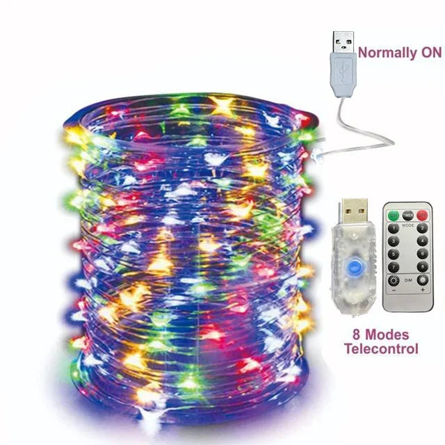 2/5/10/20/30M USB ✨ Luces LED Decorativas USB 💫 8 Modos + Control Remoto 🌈 Ideal para Navidad, Cuartos y Fiestas