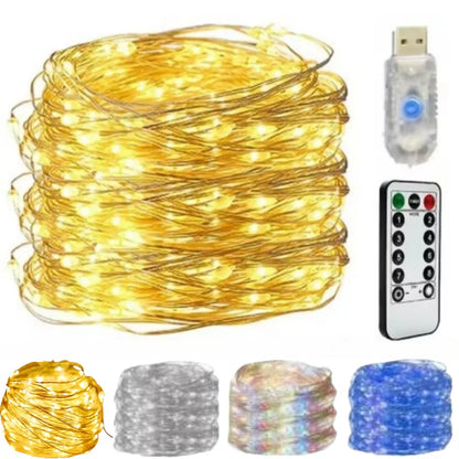 2/5/10/20/30M USB ✨ Luces LED Decorativas USB 💫 8 Modos + Control Remoto 🌈 Ideal para Navidad, Cuartos y Fiestas